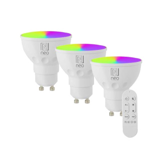 Immax NEO 3x Smart žiarovka LED GU10 6W RGB + CCT farebná a biela, stmievateľná, WiFi, Beacon